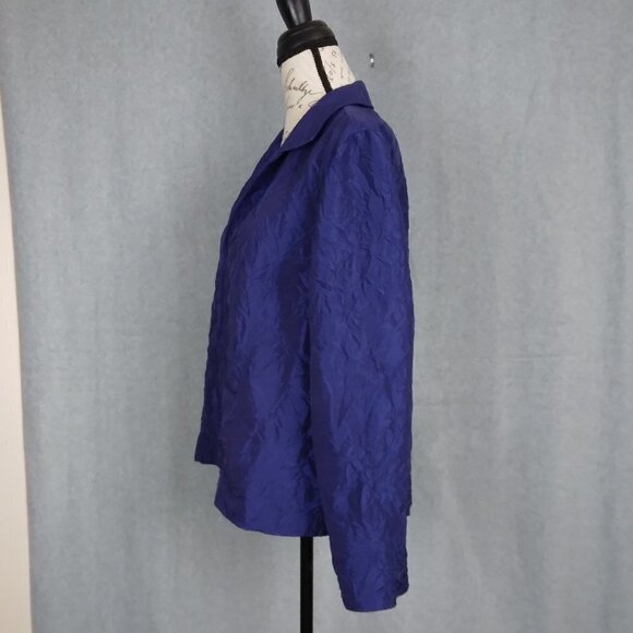 Chico’s | Blue Crinkle Jacket Front Hook Lightweight | Size L (12) - Picture 3 of 8